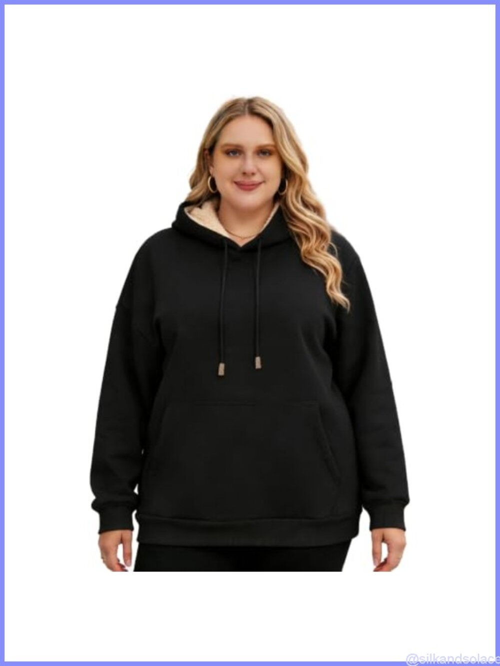 Plus Size Sherpa Lined Fleece Hoodie Pullover Kangaroo Pocket Oversized